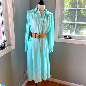 green emerald velvet dress 1960s Maxi Dress by Nancy Greer